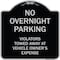 Signmission Designer Series-No Overnight Parking, Black & Silver Heavy-Gauge Aluminum, 18" x 18", BS-1818-9967 A-DES-BS-1818-9967 - alternate 1